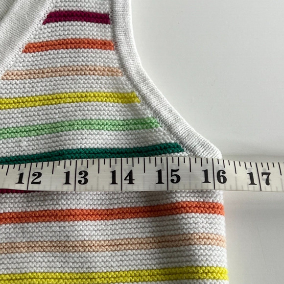 Loft Women's Size‎ Medium Button Front Sweater Tank Cotton Rainbow Stripe - Picture 6 of 7